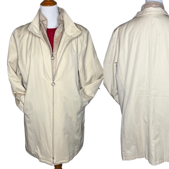 Weatherproof All Weather Mid Length Car Coat Ivory Size XL Insulated Zip Classic - Picture 2 of 13